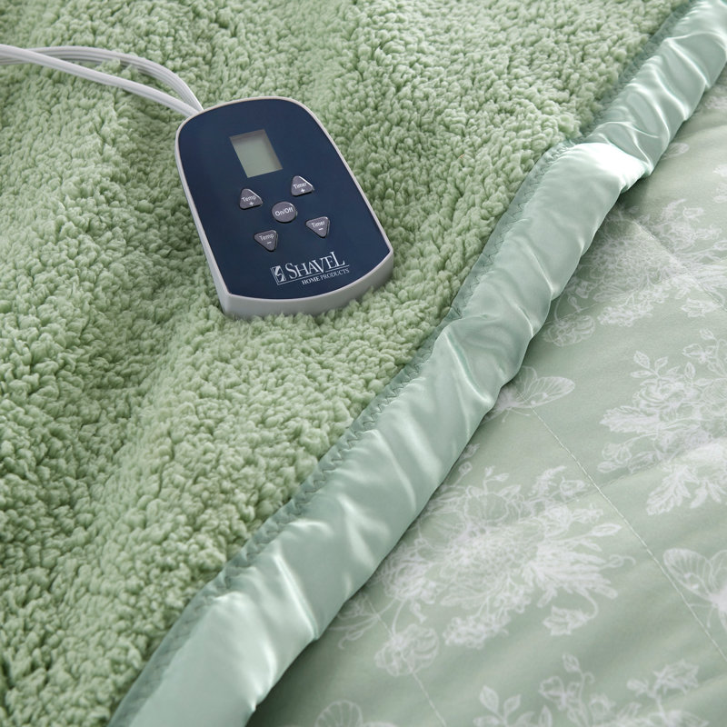 Couverture électrique en sherpa Micro Flannel®, Simple, Toile céladon