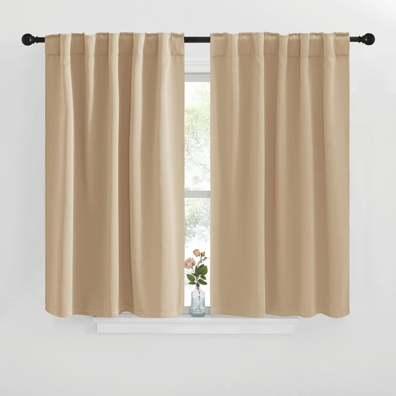 Blackout Curtain Light & Noise Reducing Room Darkening Drapes for Bedroom/Living Room/Kitchen, 2 Pieces, 42" W x 40" L