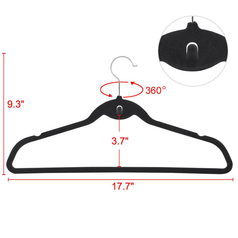 Lopp Plastic Velvet Hangers Non-Slip Heavy Duty Standard Hanger for Suit/Coat