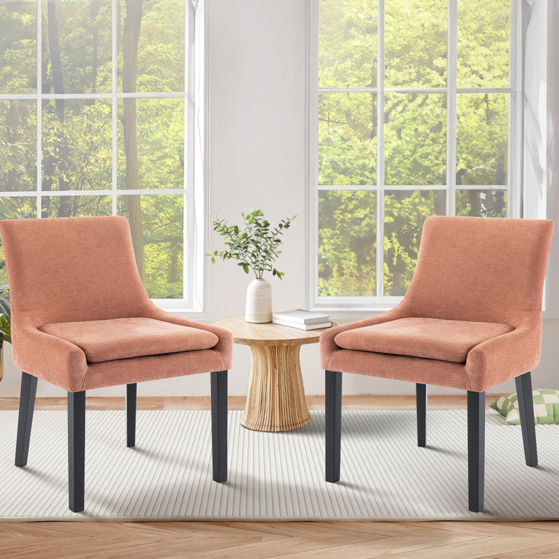 Chaise d'appoint rembourrée en velours côtelé Demarrion, Tissu rose