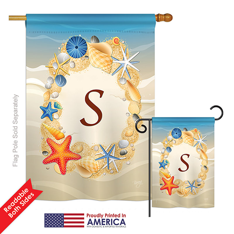 Ensemble de drapeaux verticaux en polyester à 2 côtés Renteria Summer G Initiales Impressions, S