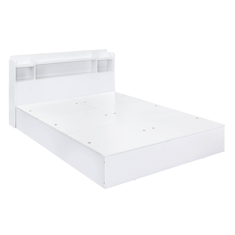 McKenzie White Queen Bed with Bookcase Headboard