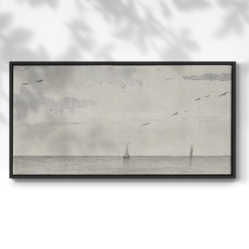 Nautical Series-CCLxxxi - Toile tendue avec châssis encadré - Prêt à être accroché, Noir, H 17 po x l 33 po