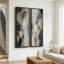 Ensemble de 2 impressions encadrées sur toile, motif géométrique abstrait minimaliste noir, gris et or – 60 po x 20 po x 2 po-134738823-134738822