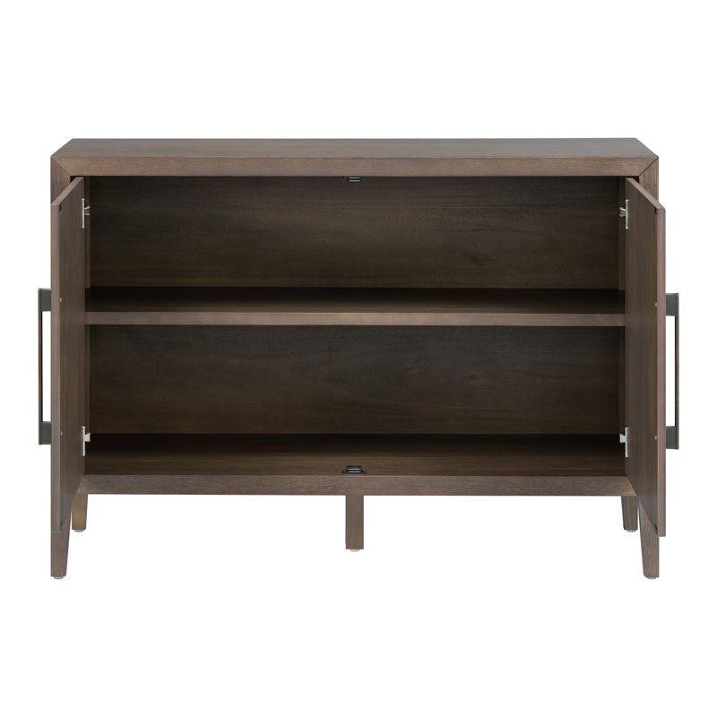 Buffet de style campagnard rétro 47,25 pouces avec placage de pin et 2 portes pour le salon, la cuisine, Brun