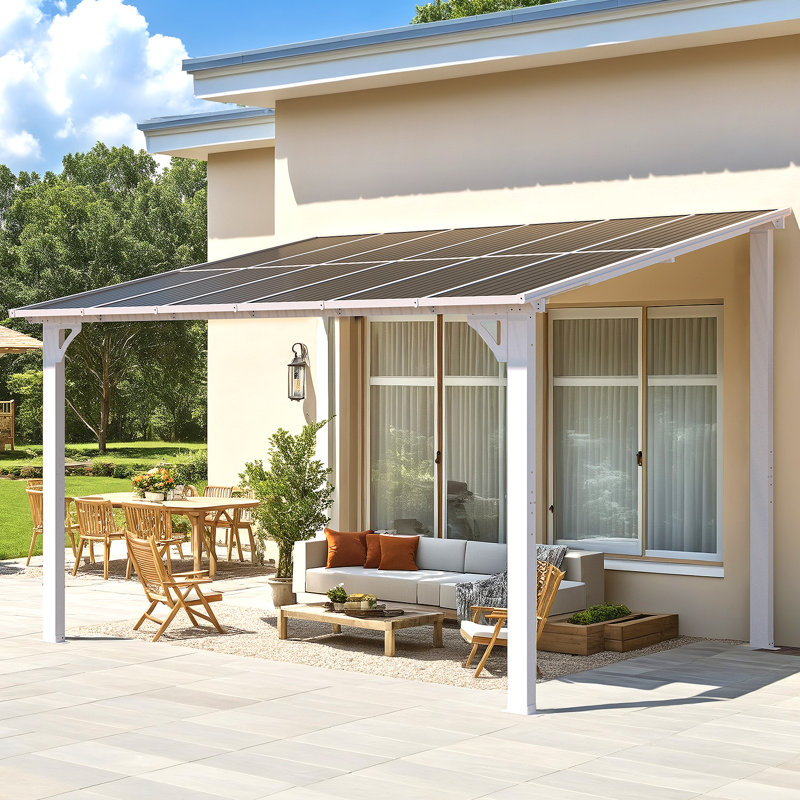Pergola en aluminium avec auvent, Blanc, 12 pi x 8 pi