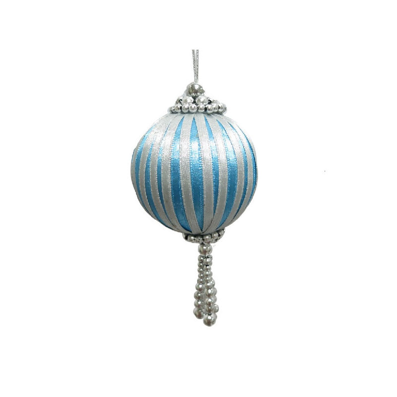 6.5cm Bauble, Turquoise/Silver