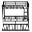 Metal Bunk Bed with Trundle, Black-114313895