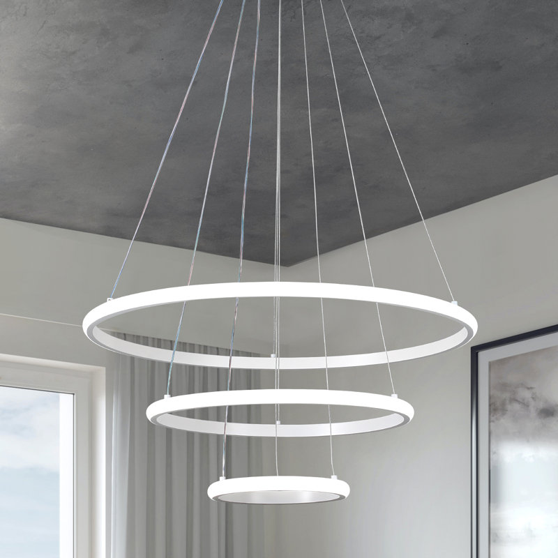 Lustre à 3 lumières DEL Dado, Blanc, H 47,2 po x l 23,6 po x P 23,6 po