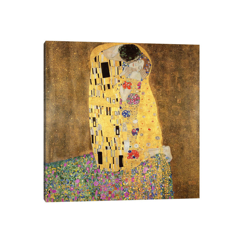 The Kiss by Gustav Klimt - Painting on Canvas, Wrapped Canvas, 30.48 cm H x 30.48 cm W