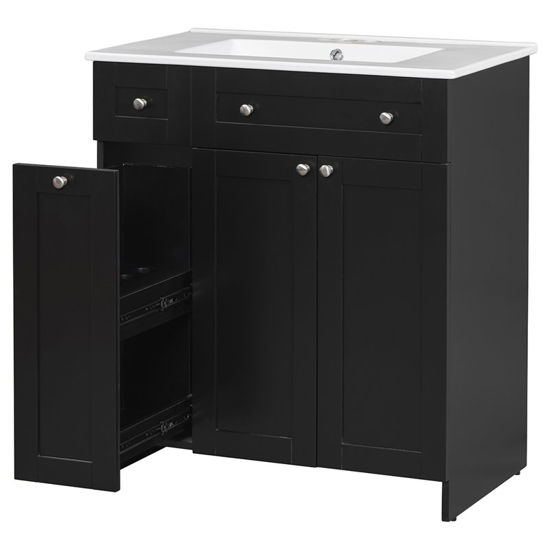 Ensemble de meuble-lavabo simple 30,01 po avec dessus Mazella, Noir