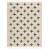 Adeewa Shaggy Performance Beige & Black Tasseled Area Rug