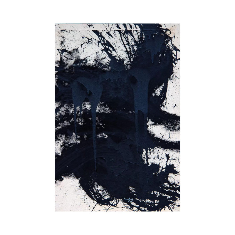 Untitled Black by Shawn Jacobs - Painting on Canvas, Wrapped Canvas, 20.32 cm H x 30.48 cm W