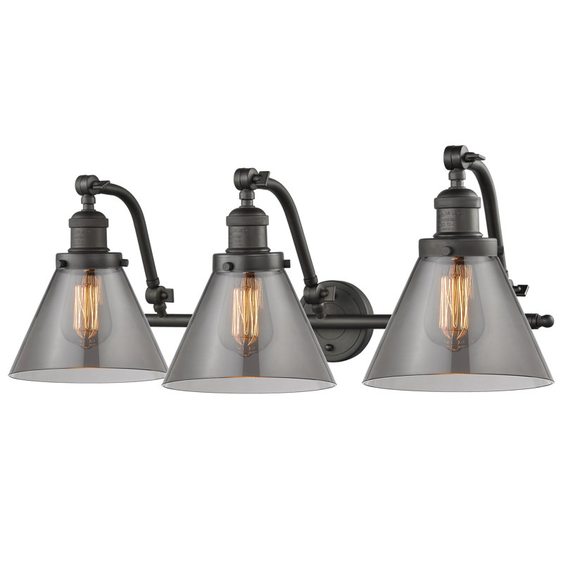 Plumlee 3 - Light Dimmable Vanity Light, Oil Rubbed Bronze, 3 W LED Vintage Dimmable Bulb, Smoked