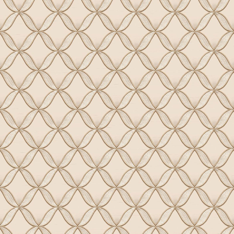 Rouleau de papier peint texturé géométrique L 33 pi x l 21 po, Crème / or / blanc