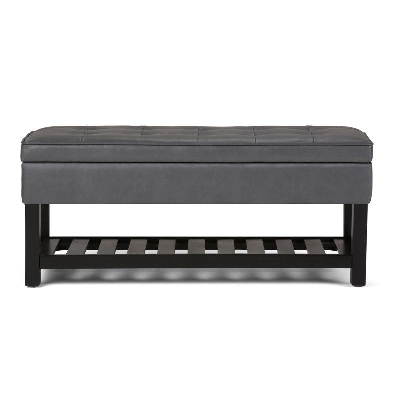 Banc de rangement avec repose-pieds capitonné et tablette ouverte Cosmopolitan, Gris Pierre