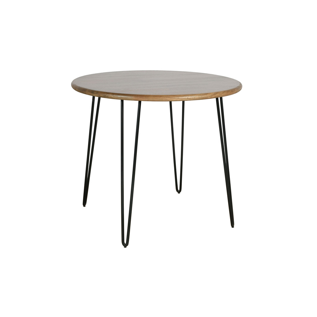Dawley Round Solid Wood Top Metal Base Dining Table The Twillery Co.® 