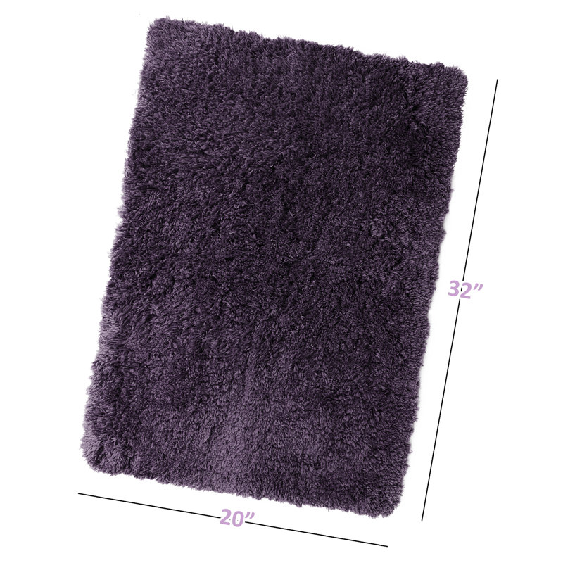 Ciarra Rectangular Polyester Non-Slip Solid Bath Rug, 20" W x 32" L, Purple