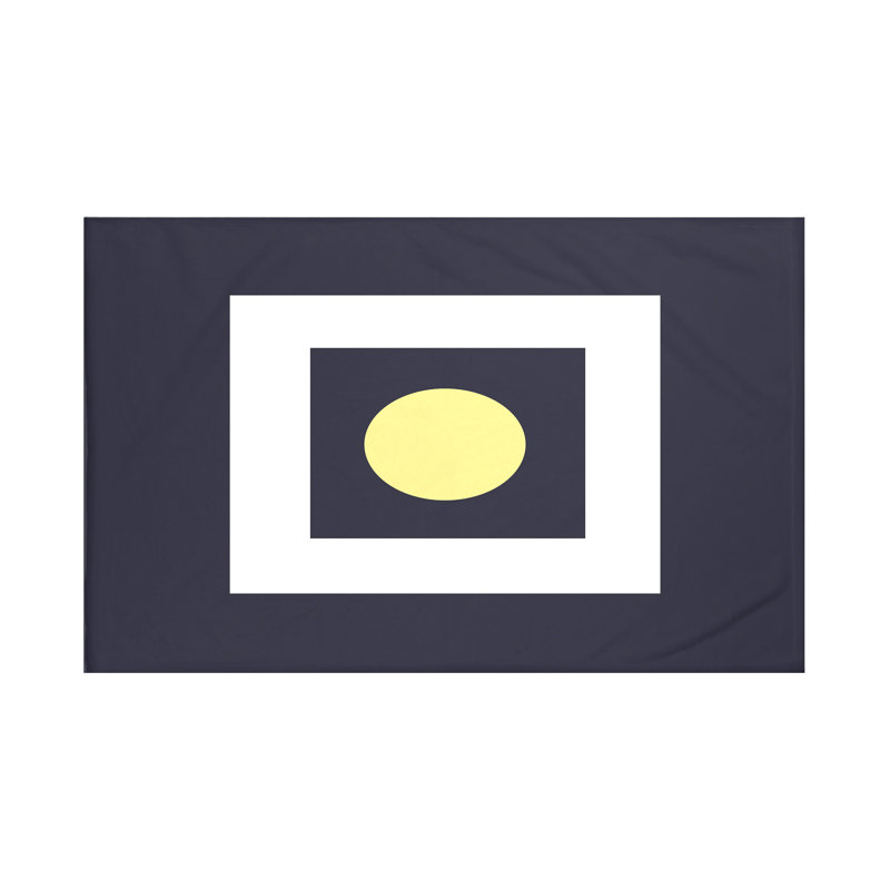 Jeté Square Peg, L 60 po x l 50 po, Citron (bleu marine / jaune)