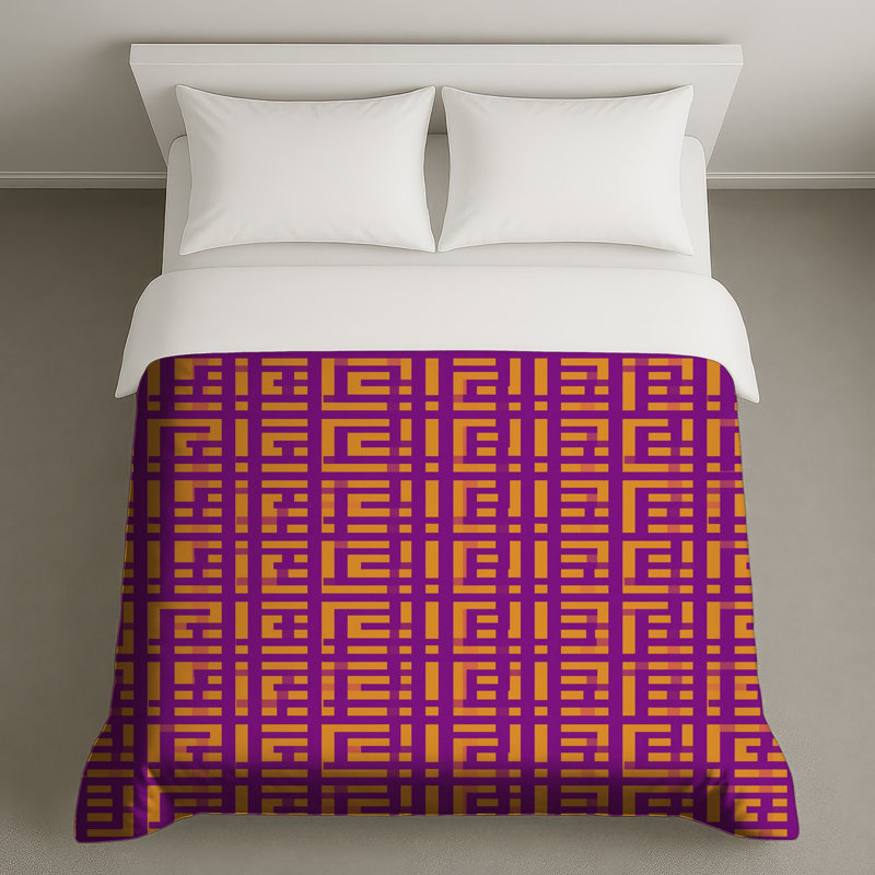 Housses de couette orange mauve mauve, Très grand lit
