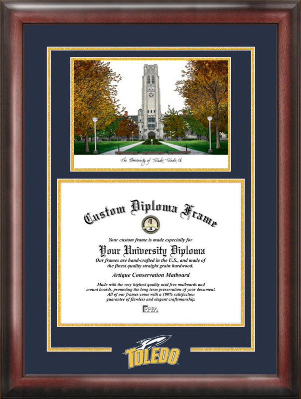NCAA Toledo Rockets Spirit Graduate Diploma with Campus Images Lithograph Frame