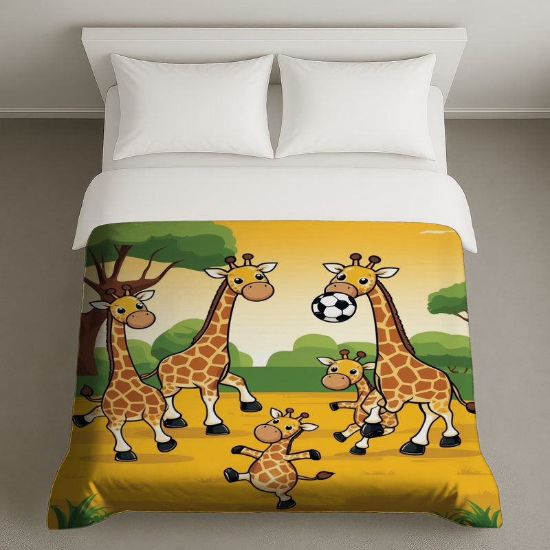 Girafes jouant au soccer Housses de couette, Très grand lit