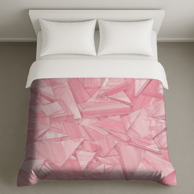 Housses de couette roses à triangles géométriques