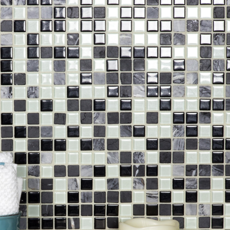 Crystal Stone 0.625 in. x 0.625 in. Glass & Stone Multi Finish Tiny Square Mosaic Decorative Kitchen & Bathroom Wall Tile