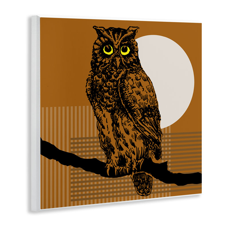 Art mural hibou perché avec lune par Regina Moore