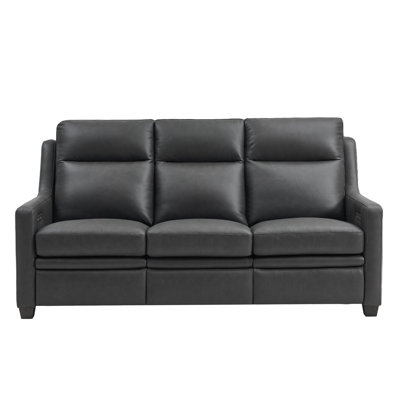77" Genuine Leather Triple Motor Zero Wall Recliner Couch with USB and USB-C Ports