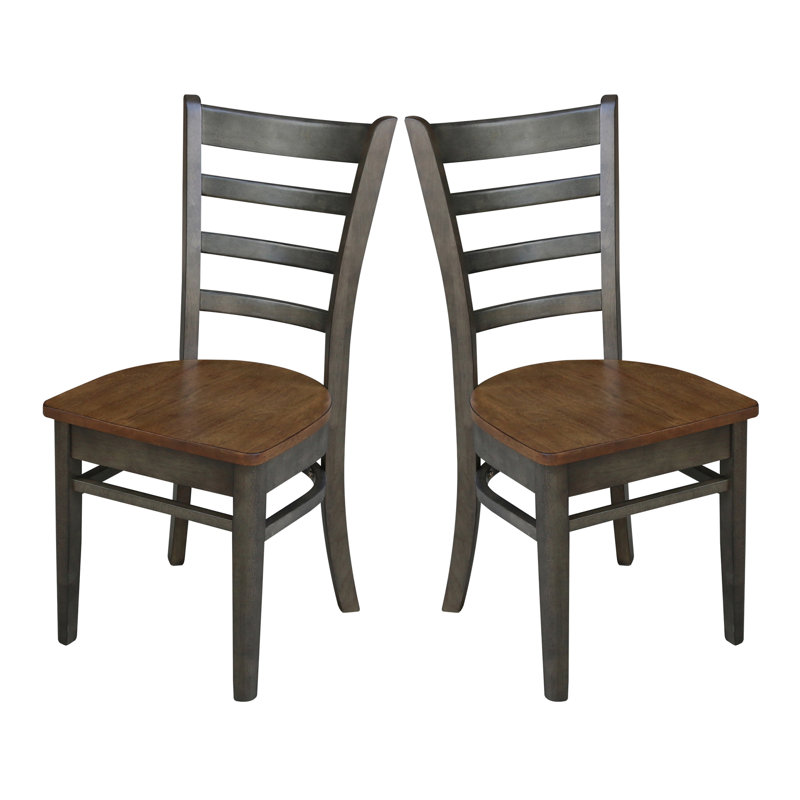 Alvery 17.7'' H Solid Wood Side Chair, Hickory/Washed Coal
