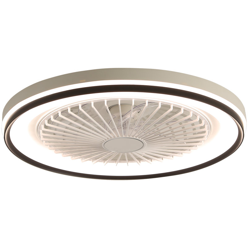 Ventilateur de plafond fermé à DEL 19 pouces à intensité variable avec lumière encastrée et télécommande à 6 vitesses pour la fête dans la chambre à coucher