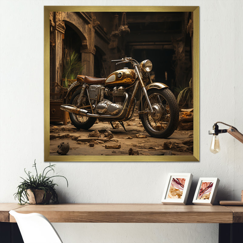 Dessert, vélo rétro I sur toile, Cadre doré simple, H 30 po x l 30 po x P 1 po
