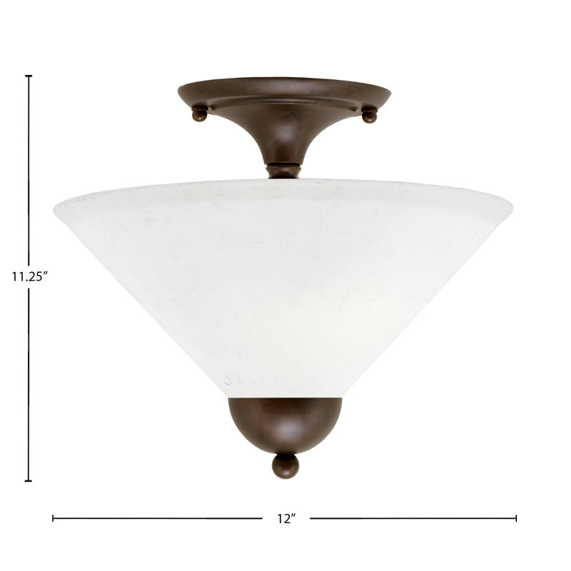 Magar Semi-Flush 2 Bulbs With 12" Glass, Bronze , White Muslin