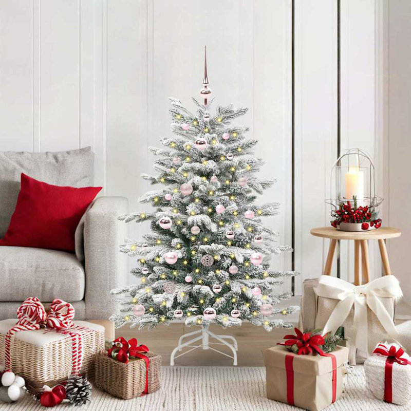 Artificial Hinged Christmas Tree White PE and PVC, 3.94 ft