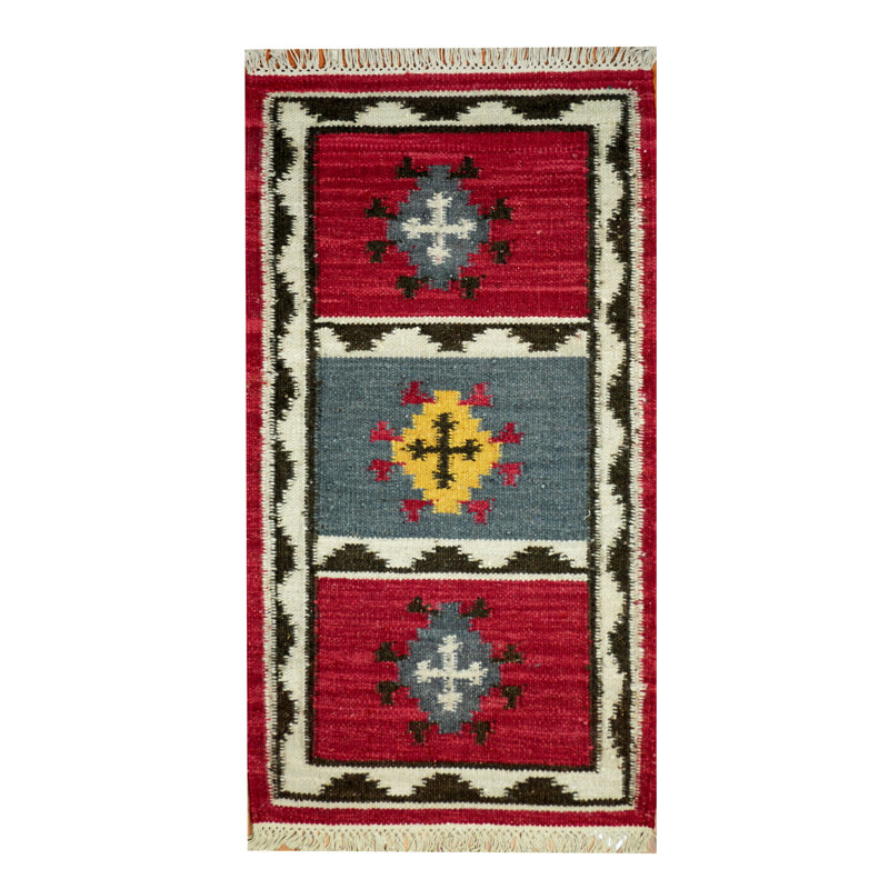 Tapis gris en laine fabriqué à la main Moorpark Southwestern, Tapis de couloir 2 pi 3 po x 4 pi 6 po