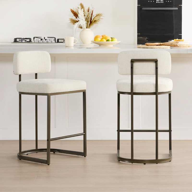 Upholstered Counter Stool, Linen, 2