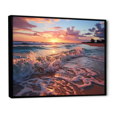 «Beachside Sunset Horizon 5 - Rose», art mural