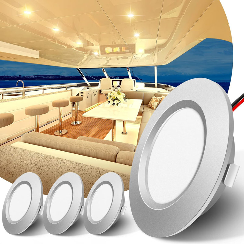 12V Boat Recessed Ceiling Lights, RV Lights Interior, Soft White 3000K, 5W LED Down Lights For RV, 400LM Dimmable, IP44 Waterproof