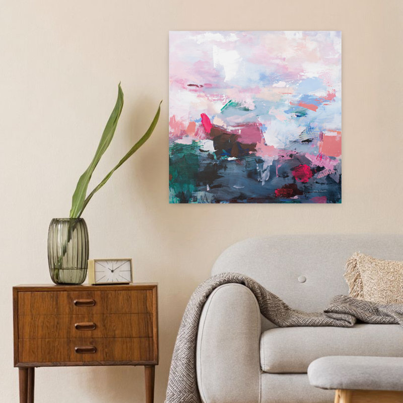 Contemporain illimité avec art abstrait bleu, H 24 po x l 24 po