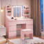 LED Dressing table 7 Drawers and 7 Storage Shelves Dressing Table With Mirror Large Desktop Makeup Desk-1099582690