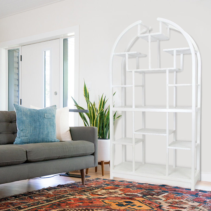 Dwain 72" H x 40" W Geometric Bookcase, White