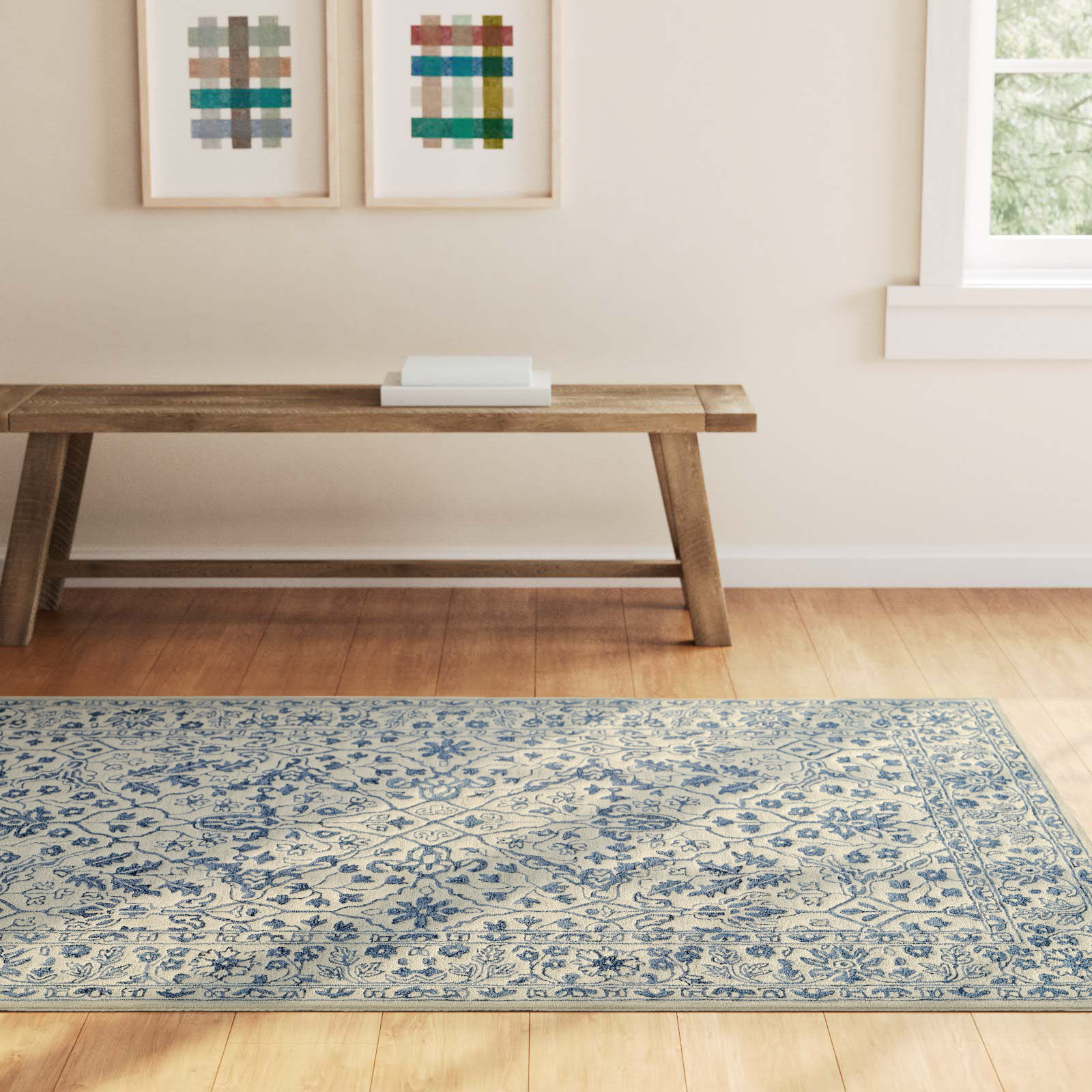 Bayford Ivory Hand-Tufted Wool Rug, Rectangle 3'6" x 5'6"
