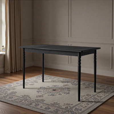Simple Black Ash Wood Rectangular Writing Desk