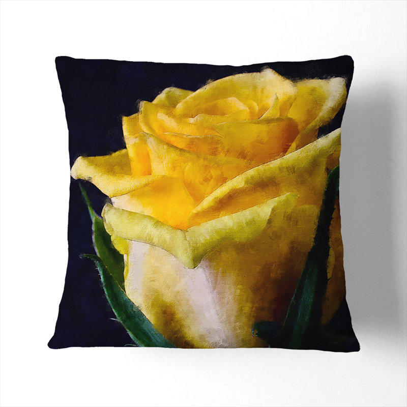 Yellow Rose Flower Vol.1 Square Throw Cushion, 55cm H x 55cm W x 20cm D
