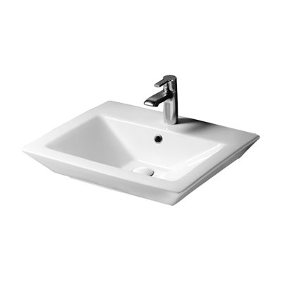 Lavabo de salle de bain mural rectangulaire avec trop-plein Opulence