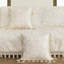 Housse de coussin 1 pièce en jacquard blanc 20 po x 20 po, housse de coussin décoratif avec pampilles pour canapé, canapé, salon, chambre à coucher