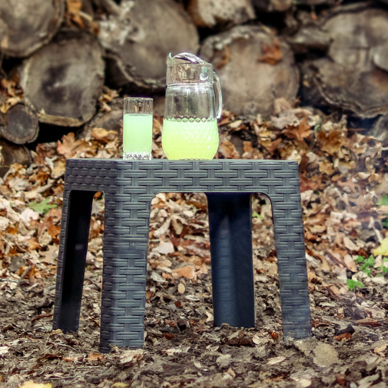 Broshous Outdoor Plastic Square Side Table Set - Gray, Gray