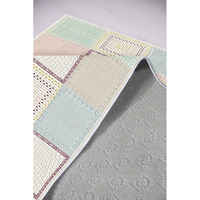 Premium Cream Area Rug, 5.9 x 9.2 Feet | 100% Polyester, 650 g/m² | 4 mm Pile Height, Digital Printing | Antibacterial & Eco-Friendly, Non-Slip PVC Dot Underside | Machine Washable, Perfect for Living Room & Bedroom Decor