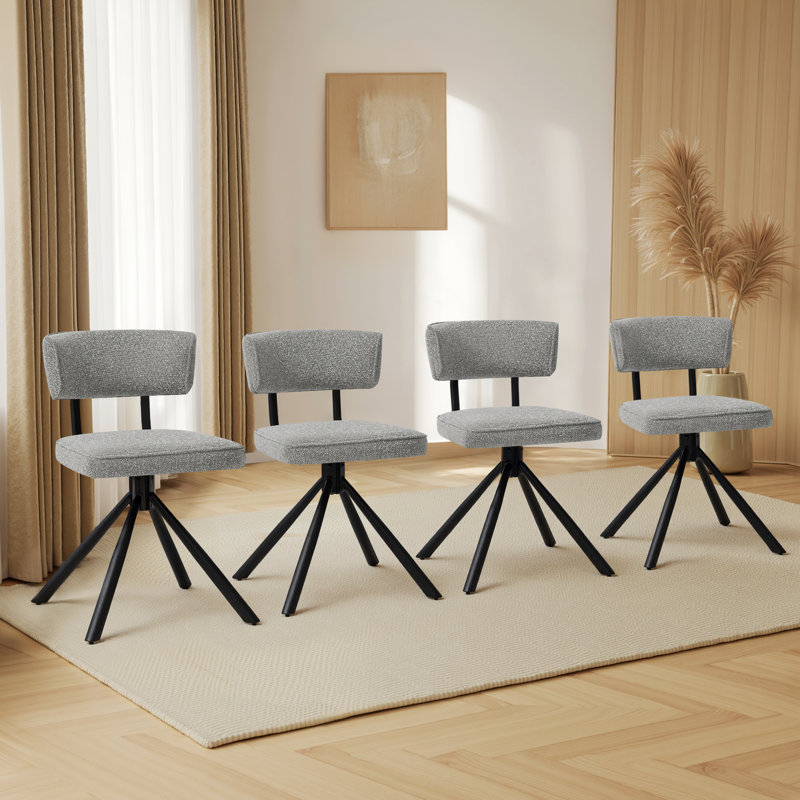 Chaises de salle à manger rembourrées en métal, Gris